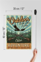 Holzschild Retro 30x40cm Outdoor hunting club Adventure