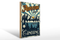Holzschild Kanu 30x40cm Adventure awaits Canoeing Sport