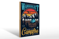 Holzschild Camping 30x40cm Wanderlust Campfire Outdoor