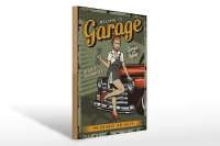 Holzschild Retro 30x40cm Pinup welcome to Garage service
