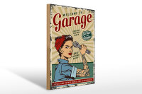 Holzschild Retro 30x40cm Pinup welcome Garage service 24/7