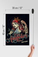 Holzschild Pinup 30x40cm Tattoo Los Angeles
