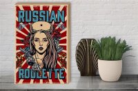 Holzschild Pinup 30x40cm russian roulette