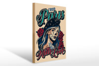 Holzschild Pinup 30x40cm Tattoo from Paris with Love