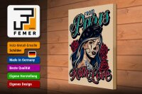 Holzschild Pinup 30x40cm Tattoo from Paris with Love