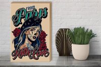 Holzschild Pinup 30x40cm Tattoo from Paris with Love