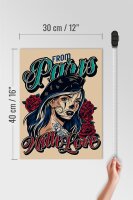 Holzschild Pinup 30x40cm Tattoo from Paris with Love