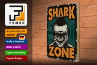 Holzschild Retro 30x40cm Shark Zone Hai See