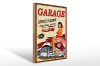 Holzschild Pinup 30x40cm Retro Garage service repair 24/7