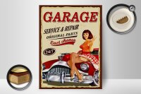 Holzschild Pinup 30x40cm Retro Garage service repair 24/7