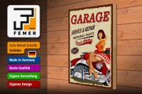 Holzschild Pinup 30x40cm Retro Garage service repair 24/7