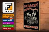 Holzschild Auto 30x40cm loud & fast hot rod legendary