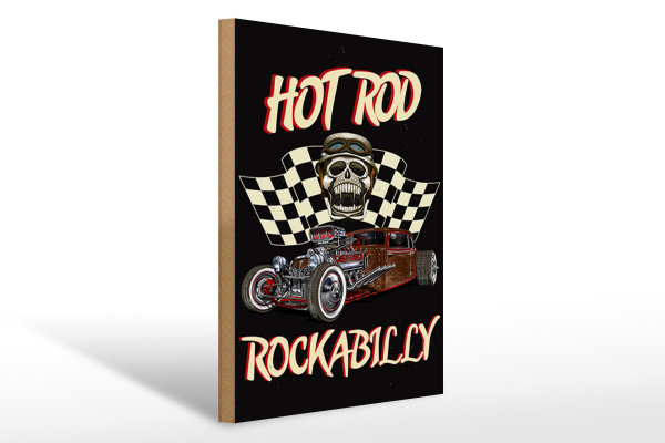 Holzschild Auto 30x40cm hot rod rockabilly