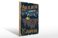 Holzschild Retro 40x30cm life better camp fire Camping