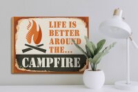 Holzschild Camping 40x30cm Campfire life is better Outdoor
