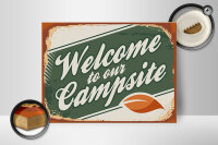 Holzschild Camping 40x30cm welcome to our Campsite