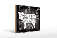 Holzschild Kuh 30x40cm Beef cuts Organic Fleisch Metzgerei