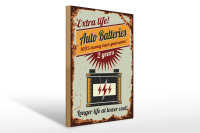 Holzschild Retro 30x40cm Auto Batteries extra life
