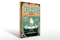 Holzschild Retro 30x40cm Car Wash Service mechanic on duty