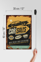 Holzschild Retro 30x40cm Car Sales best price Auto
