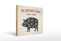 Holzschild Schwein 40x30cm Pork cuts Metzgerei Fleisch