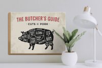 Holzschild Schwein 40x30cm Pork cuts Metzgerei Fleisch
