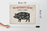 Holzschild Schwein 40x30cm Pork cuts Metzgerei Fleisch