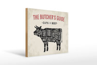 Holzschild Kuh 40x30cm Beef cuts Fleisch Metzgerei