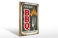 Holzschild Retro 30x40cm fresh BBQ Premium Quality meat
