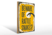 Holzschild Retro 30x40cm Schlange beware of rattle snakes