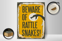 Holzschild Retro 30x40cm Schlange beware of rattle snakes