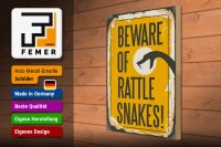 Holzschild Retro 30x40cm Schlange beware of rattle snakes