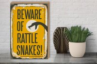 Holzschild Retro 30x40cm Schlange beware of rattle snakes