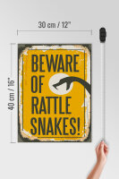 Holzschild Retro 30x40cm Schlange beware of rattle snakes