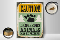 Holzschild Retro 30x40cm Caution dangerous animals