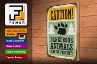 Holzschild Retro 30x40cm Caution dangerous animals