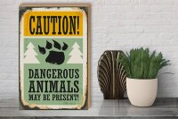 Holzschild Retro 30x40cm Caution dangerous animals