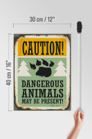 Holzschild Retro 30x40cm Caution dangerous animals