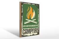 Holzschild Camping 30x40cm campfire life is better