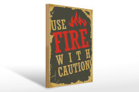 Holzschild Camping 30x40cm use fire with caution