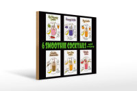 Holzschild Alkohol 40x30cm 6 smoothie cocktails recipes