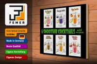 Holzschild Alkohol 40x30cm 6 smoothie cocktails recipes