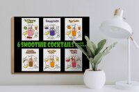 Holzschild Alkohol 40x30cm 6 smoothie cocktails recipes