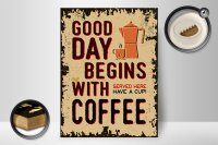 Holzschild Retro 30x40cm Kaffee good day begins Coffee