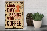 Holzschild Retro 30x40cm Kaffee good day begins Coffee