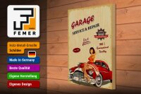 Holzschild Pinup Retro 30x40cm Garage Service Repair Auto