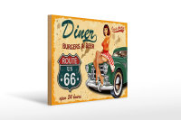 Holzschild Pinup 40x30cm Retro diner burgers beer