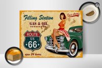 Holzschild Pinup 40x30cm Retro Gas Oil open 24 hours