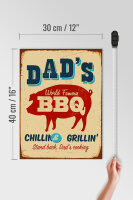 Holzschild Retro 30x40cm dad`s world famous BBQ grillin