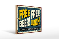 Holzschild Retro 40x30cm Free beer lunch